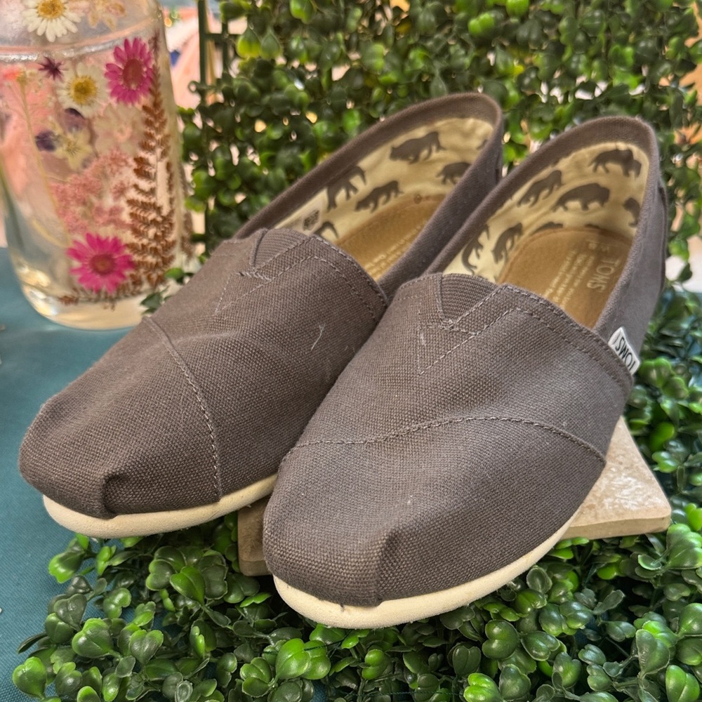 Toms Charcoal Canvas Slip-Ons